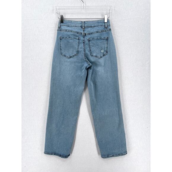 UNIVERSAL STANDARD Etta High Rise Straight Leg Jeans Womens 2 Distressed Washed - Picture 2 of 14